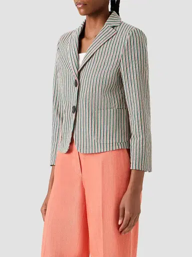 Akris punto Women's Seersucker Stripe Stretch-Cotton Blazer - Size 14 | Thumbnail 6 Akris punto Women's Seersucker Stripe Stretch-Cotton Blazer - Size 14 | Thumbnail 6