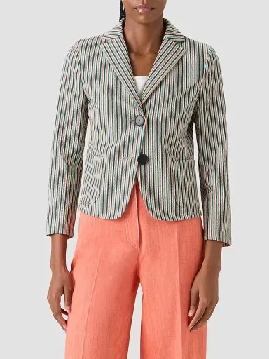 Akris punto Women's Seersucker Stripe Stretch-Cotton Blazer - Size 14 | Thumbnail 7 Akris punto Women's Seersucker Stripe Stretch-Cotton Blazer - Size 14 | Thumbnail 7