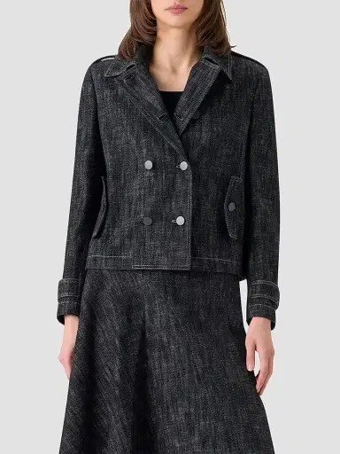 Akris punto Women's Washed Denim Double-Breasted Jacket - Black Denim - Size 16 | Thumbnail 3 Akris punto Women's Washed Denim Double-Breasted Jacket - Black Denim - Size 16 | Thumbnail 3