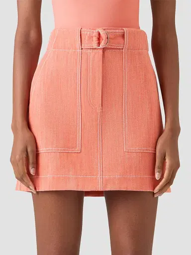 Akris punto Women's Denim Cargo Skirt - Orange | Thumbnail 3 Akris punto Women's Denim Cargo Skirt - Orange | Thumbnail 3
