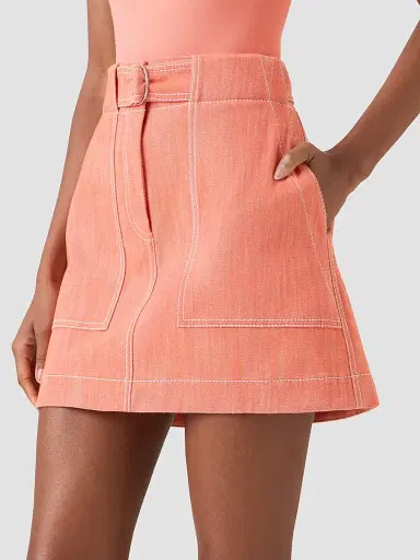 Akris punto Women's Denim Cargo Skirt - Orange | Thumbnail 5 Akris punto Women's Denim Cargo Skirt - Orange | Thumbnail 5