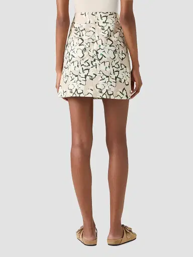 Akris punto Women's Papercut Floral Denim Mini Skirt - Beige Cream Olive | Thumbnail 2 Akris punto Women's Papercut Floral Denim Mini Skirt - Beige Cream Olive | Thumbnail 2