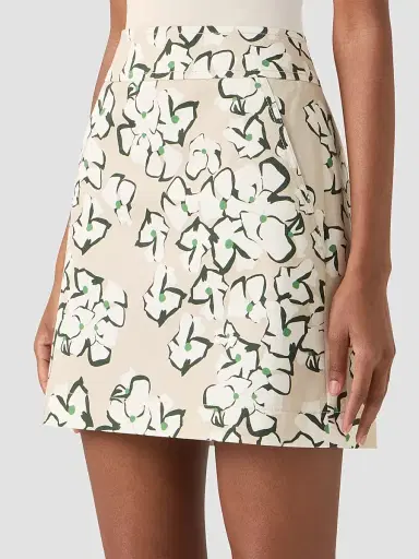 Akris punto Women's Papercut Floral Denim Mini Skirt - Beige Cream Olive | Thumbnail 4 Akris punto Women's Papercut Floral Denim Mini Skirt - Beige Cream Olive | Thumbnail 4