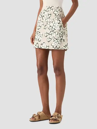 Akris punto Women's Papercut Floral Denim Mini Skirt - Beige Cream Olive | Thumbnail 5 Akris punto Women's Papercut Floral Denim Mini Skirt - Beige Cream Olive | Thumbnail 5