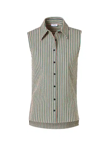 Akris punto Women's Seersucker Striped Cotton Blouse - Size 14 | Thumbnail 1 Akris punto Women's Seersucker Striped Cotton Blouse - Size 14 | Thumbnail 1
