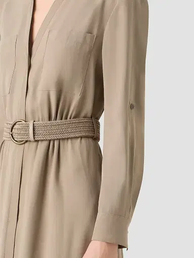 Akris punto Women's Twill Belted Trench-Style Midi Dress - Beige - Size 14 | Thumbnail 6 Akris punto Women's Twill Belted Trench-Style Midi Dress - Beige - Size 14 | Thumbnail 6