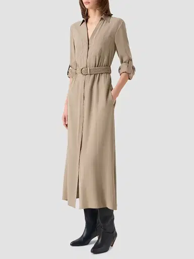 Akris punto Women's Twill Belted Trench-Style Midi Dress - Beige - Size 14 | Thumbnail 7 Akris punto Women's Twill Belted Trench-Style Midi Dress - Beige - Size 14 | Thumbnail 7