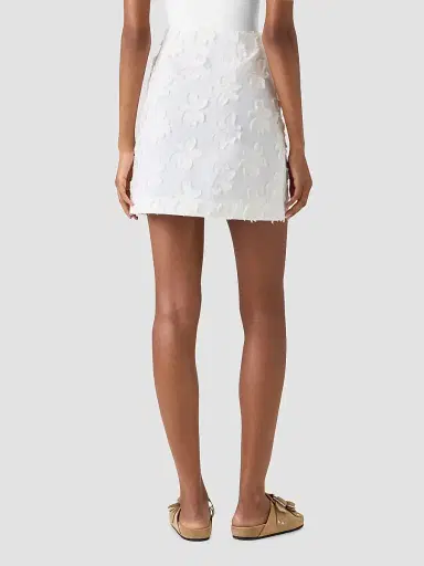 Akris punto Women's Floral Appliqué Poplin Miniskirt - Cream | Thumbnail 2 Akris punto Women's Floral Appliqué Poplin Miniskirt - Cream | Thumbnail 2