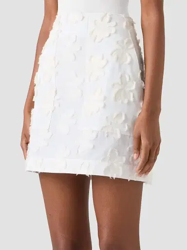 Akris punto Women's Floral Appliqué Poplin Miniskirt - Cream | Thumbnail 4 Akris punto Women's Floral Appliqué Poplin Miniskirt - Cream | Thumbnail 4