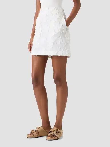 Akris punto Women's Floral Appliqué Poplin Miniskirt - Cream | Thumbnail 5 Akris punto Women's Floral Appliqué Poplin Miniskirt - Cream | Thumbnail 5