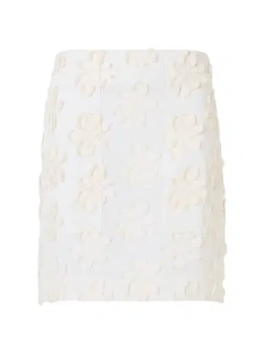 Akris punto Women's Floral Appliqué Poplin Miniskirt - Cream | Thumbnail 1 Akris punto Women's Floral Appliqué Poplin Miniskirt - Cream | Thumbnail 1