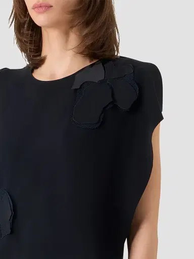 Akris punto Women's Lasercut Crêpe Appliqué Midi Dress - Black - Size 16 | Thumbnail 5 Akris punto Women's Lasercut Crêpe Appliqué Midi Dress - Black - Size 16 | Thumbnail 5
