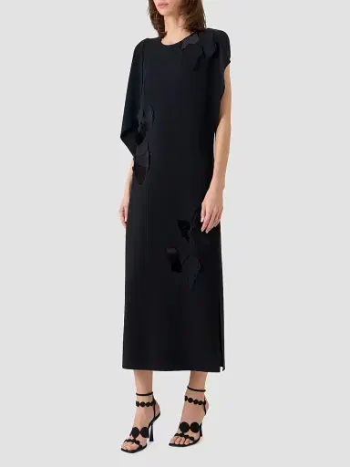 Akris punto Women's Lasercut Crêpe Appliqué Midi Dress - Black - Size 16 | Thumbnail 6 Akris punto Women's Lasercut Crêpe Appliqué Midi Dress - Black - Size 16 | Thumbnail 6