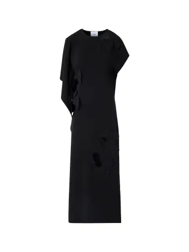 Akris punto Women's Lasercut Crêpe Appliqué Midi Dress - Black - Size 16 | Thumbnail 1 Akris punto Women's Lasercut Crêpe Appliqué Midi Dress - Black - Size 16 | Thumbnail 1