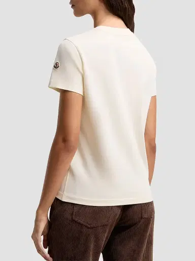 Moncler Women's Crew Neck in Cotton - White | Thumbnail 3 Moncler Women's Crew Neck in Cotton - White | Thumbnail 3