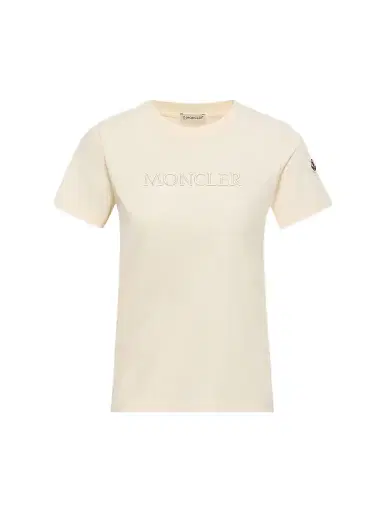 Moncler Women's Crew Neck in Cotton - White | Thumbnail 1 Moncler Women's Crew Neck in Cotton - White | Thumbnail 1