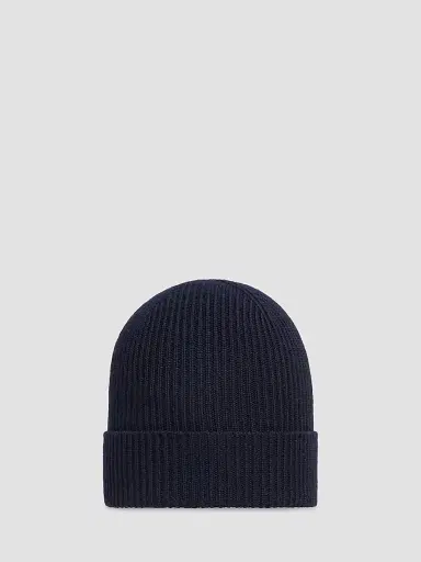 Moncler Men's Beanie Hat in Wool - Navy Blue | Thumbnail 2 Moncler Men's Beanie Hat in Wool - Navy Blue | Thumbnail 2