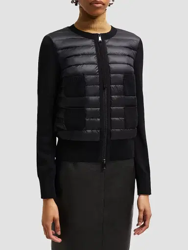 Moncler Women's Padded Down Knit Zip Up Cardigan - Black | Thumbnail 2 Moncler Women's Padded Down Knit Zip Up Cardigan - Black | Thumbnail 2