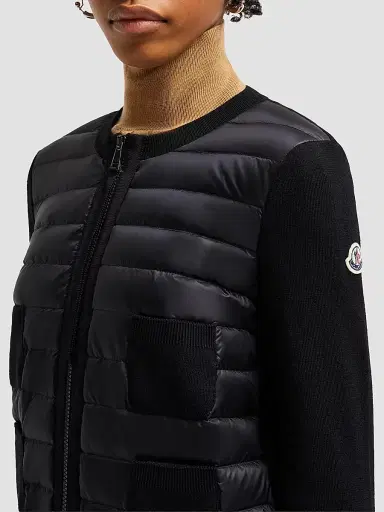 Moncler Women's Padded Down Knit Zip Up Cardigan - Black | Thumbnail 4 Moncler Women's Padded Down Knit Zip Up Cardigan - Black | Thumbnail 4