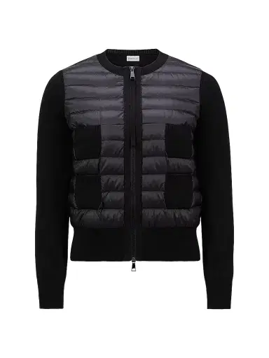 Moncler Women's Padded Down Knit Zip Up Cardigan - Black | Thumbnail 1 Moncler Women's Padded Down Knit Zip Up Cardigan - Black | Thumbnail 1