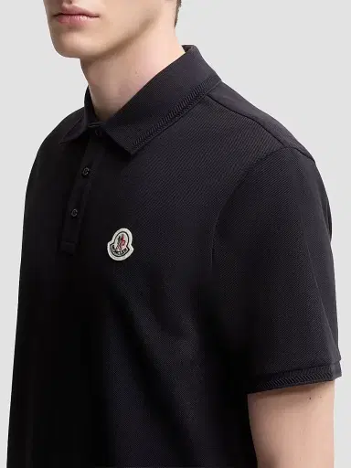Moncler Men's Polo Shirt in Cotton Piquet - Night Blue | Thumbnail 4 Moncler Men's Polo Shirt in Cotton Piquet - Night Blue | Thumbnail 4