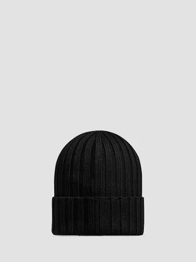 Moncler Women's Beanie Hat in Wool - Black | Thumbnail 2 Moncler Women's Beanie Hat in Wool - Black | Thumbnail 2