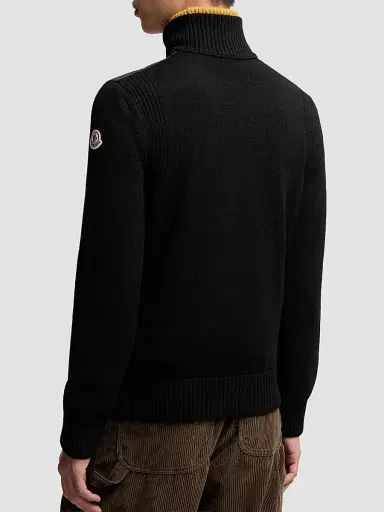 Moncler Men's Down-Filled Cardigan in Wool - Black | Thumbnail 3 Moncler Men's Down-Filled Cardigan in Wool - Black | Thumbnail 3