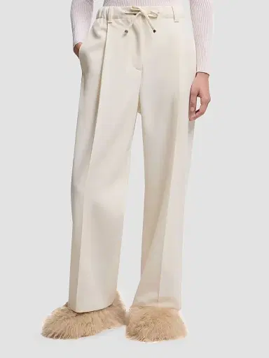 Moncler Women's Pants in Wool Gabardine - White | Thumbnail 2 Moncler Women's Pants in Wool Gabardine - White | Thumbnail 2