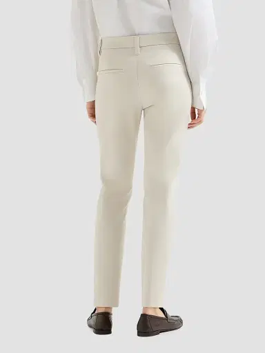 Brunello Cucinelli Women's Stretch Cotton Cover Slim Fit Trousers - Milk - Size 16 | Thumbnail 3 Brunello Cucinelli Women's Stretch Cotton Cover Slim Fit Trousers - Milk - Size 16 | Thumbnail 3