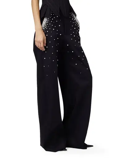 GIUSEPPE DI MORABITO Women's Act II: The Fall of Icarus Imitation Pearl-Embellished Low-Rise Jeans - Black - Size 6 | Thumbnail 3 GIUSEPPE DI MORABITO Women's Act II: The Fall of Icarus Imitation Pearl-Embellished Low-Rise Jeans - Black - Size 6 | Thumbnail 3