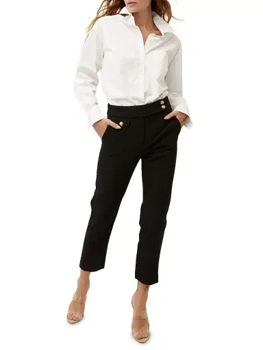 Veronica Beard Women's Renzo Straight-Leg Ankle-Crop Pants - Black Gold - Size 24 | Thumbnail 2 Veronica Beard Women's Renzo Straight-Leg Ankle-Crop Pants - Black Gold - Size 24 | Thumbnail 2