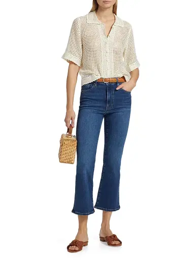 Frame Women's The Crochet Short-Sleeve Top - Cream | Thumbnail 2 Frame Women's The Crochet Short-Sleeve Top - Cream | Thumbnail 2