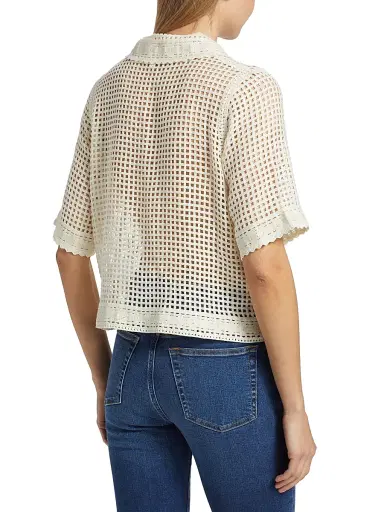 Frame Women's The Crochet Short-Sleeve Top - Cream | Thumbnail 5 Frame Women's The Crochet Short-Sleeve Top - Cream | Thumbnail 5