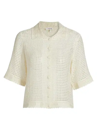 Frame Women's The Crochet Short-Sleeve Top - Cream | Thumbnail 1 Frame Women's The Crochet Short-Sleeve Top - Cream | Thumbnail 1