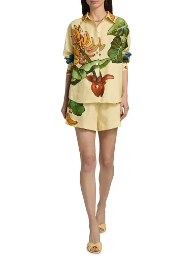 Farm Rio Women's Fruit-Print Linen-Blend Shirt - Yellow - Size XL | Thumbnail 2 Farm Rio Women's Fruit-Print Linen-Blend Shirt - Yellow - Size XL | Thumbnail 2