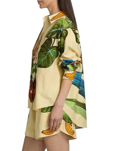Farm Rio Women's Fruit-Print Linen-Blend Shirt - Yellow - Size XL | Thumbnail 4 Farm Rio Women's Fruit-Print Linen-Blend Shirt - Yellow - Size XL | Thumbnail 4