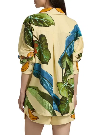 Farm Rio Women's Fruit-Print Linen-Blend Shirt - Yellow - Size XL | Thumbnail 5 Farm Rio Women's Fruit-Print Linen-Blend Shirt - Yellow - Size XL | Thumbnail 5