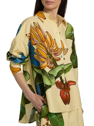 Farm Rio Women's Fruit-Print Linen-Blend Shirt - Yellow - Size XL | Thumbnail 6 Farm Rio Women's Fruit-Print Linen-Blend Shirt - Yellow - Size XL | Thumbnail 6