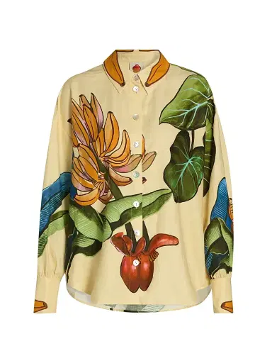 Farm Rio Women's Fruit-Print Linen-Blend Shirt - Yellow - Size XL | Thumbnail 1 Farm Rio Women's Fruit-Print Linen-Blend Shirt - Yellow - Size XL | Thumbnail 1