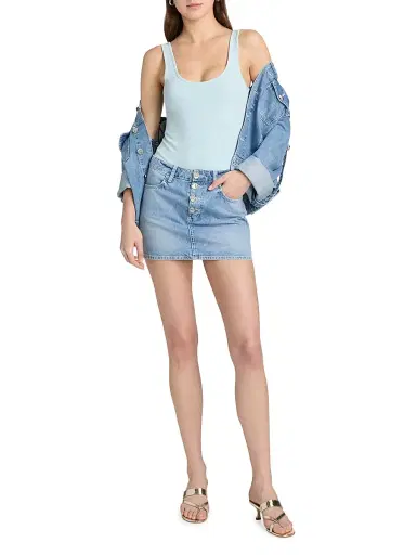 L'Agence Women's Solene Four-Button Denim Miniskirt | Thumbnail 2 L'Agence Women's Solene Four-Button Denim Miniskirt | Thumbnail 2