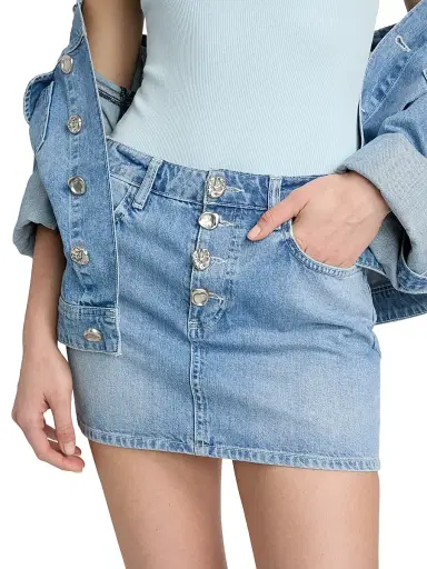 L'Agence Women's Solene Four-Button Denim Miniskirt | Thumbnail 6 L'Agence Women's Solene Four-Button Denim Miniskirt | Thumbnail 6