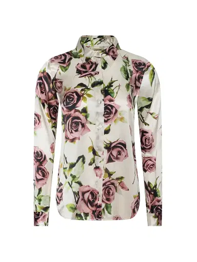 L'Agence Women's Tyler Floral Silk Shirt - Ecru Romantic Rose - Size XL | Thumbnail 1 L'Agence Women's Tyler Floral Silk Shirt - Ecru Romantic Rose - Size XL | Thumbnail 1