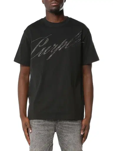 Purple Brand Men's Logo Cotton Crewneck T-Shirt - Black | Thumbnail 1 Purple Brand Men's Logo Cotton Crewneck T-Shirt - Black | Thumbnail 1