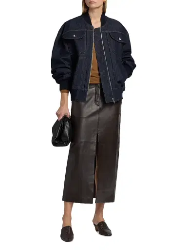 Co Women's Denim Cotton Bomber Jacket - Indigo - Size XL | Thumbnail 2 Co Women's Denim Cotton Bomber Jacket - Indigo - Size XL | Thumbnail 2