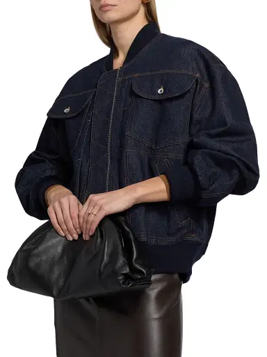Co Women's Denim Cotton Bomber Jacket - Indigo - Size XL | Thumbnail 6 Co Women's Denim Cotton Bomber Jacket - Indigo - Size XL | Thumbnail 6