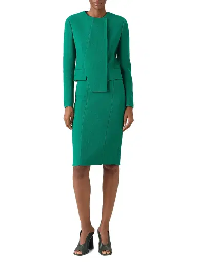 Akris Women's Double-Face Crepe Wool Pencil Skirt - Tourmaline | Thumbnail 2 Akris Women's Double-Face Crepe Wool Pencil Skirt - Tourmaline | Thumbnail 2