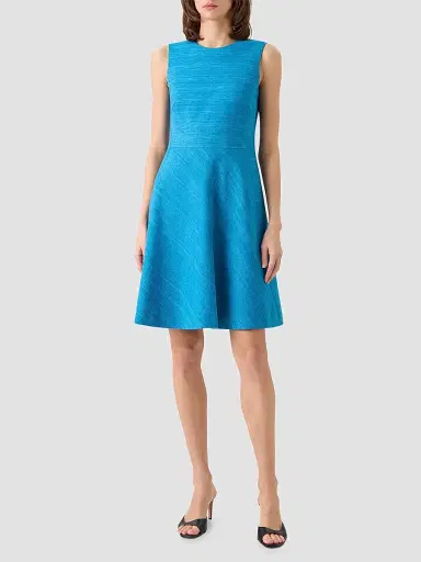 Akris punto Women's Raw Silk-Cotton A-Line Mini Dress - Medium Blue Denim | Thumbnail 2 Akris punto Women's Raw Silk-Cotton A-Line Mini Dress - Medium Blue Denim | Thumbnail 2