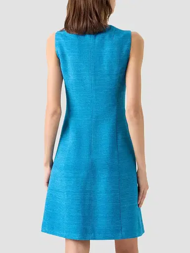 Akris punto Women's Raw Silk-Cotton A-Line Mini Dress - Medium Blue Denim | Thumbnail 3 Akris punto Women's Raw Silk-Cotton A-Line Mini Dress - Medium Blue Denim | Thumbnail 3
