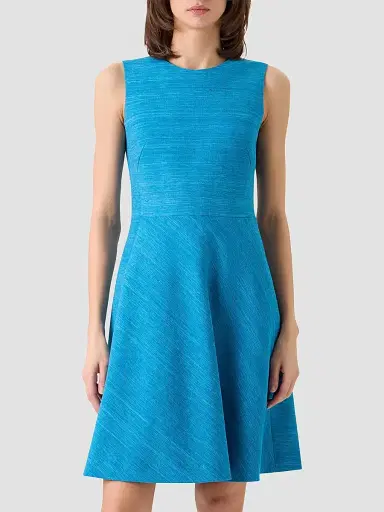 Akris punto Women's Raw Silk-Cotton A-Line Mini Dress - Medium Blue Denim | Thumbnail 4 Akris punto Women's Raw Silk-Cotton A-Line Mini Dress - Medium Blue Denim | Thumbnail 4
