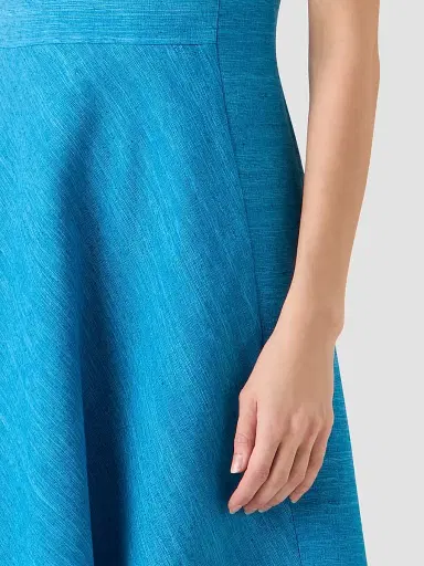Akris punto Women's Raw Silk-Cotton A-Line Mini Dress - Medium Blue Denim | Thumbnail 5 Akris punto Women's Raw Silk-Cotton A-Line Mini Dress - Medium Blue Denim | Thumbnail 5